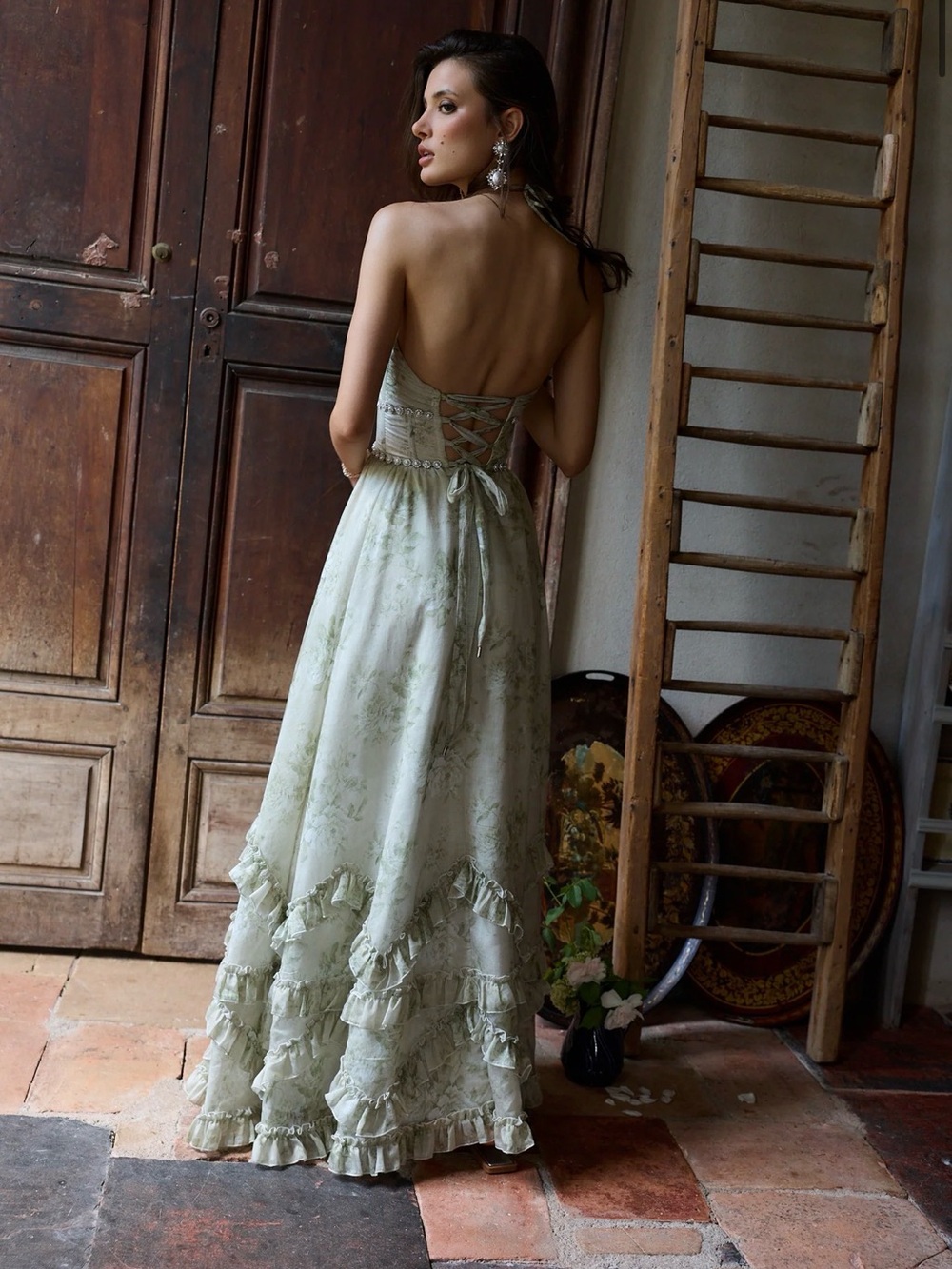 V. Chapman Scarlette Dress in Sage Tapestry - Picture 5 of 5
